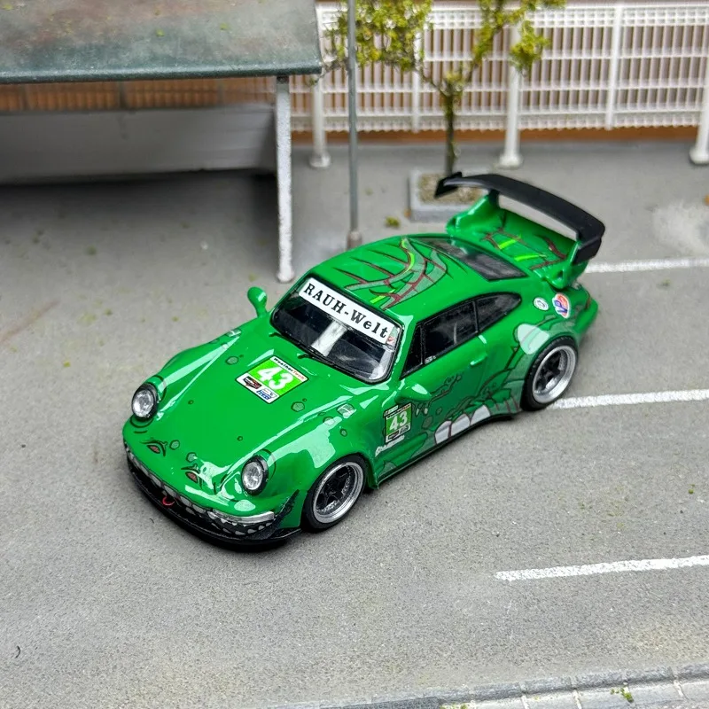 Flame 1/64 RWB 993 964 Różowo-Zielony Dinozaur Metalowy Model Auta Zabawka Prezent