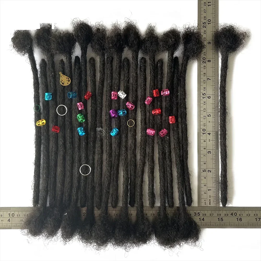 Extensiones de rastas de cabello humano para hombres y mujeres, trenzas de ganchillo, cabello orgánico, Dread Loc, 0,4/0,6 cm, cerraduras de imitación, cabello de ganchillo