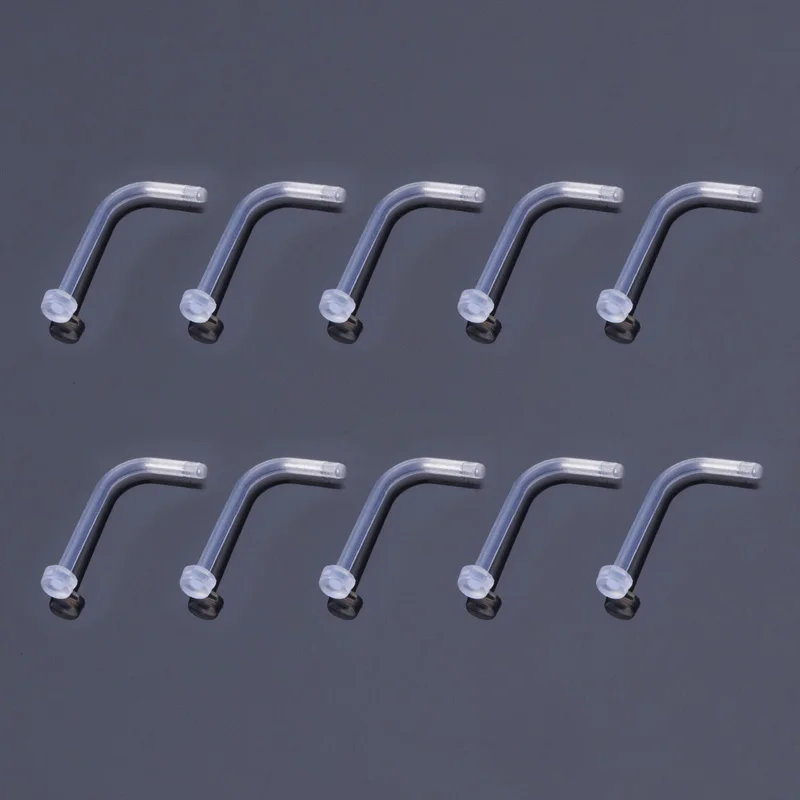 10-100 Stück klare Acryl-Nasenring-Bolzen, transparent, unsichtbar, gerade, Nasenloch, Ohrpiercing, verhindert Allergien, Halterung, Körperschmuck – Detail 14