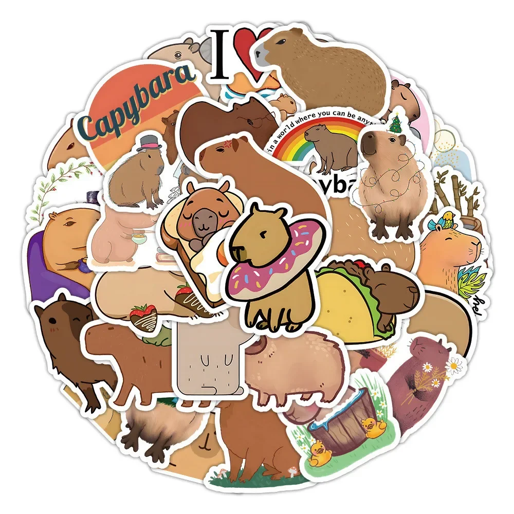 50PCS Cartoon Nette Capybara Pufferfish Wasserdichte Graffiti Aufkleber für Helm Bleistift Fall Aufkleber (Anime Worlds Store)