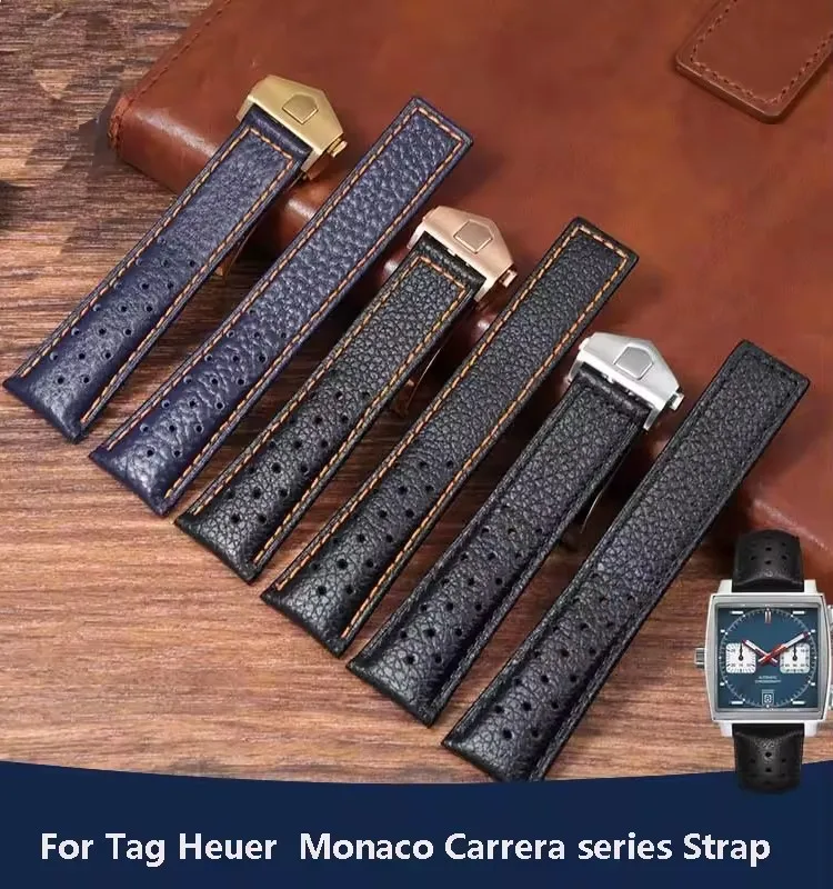 

Ремешок для часов Tag Heuer Monaco Carrera F1, серия на запястье, качественный кожаный ремешок из матовой телячьей кожи, мужской браслет 22 мм