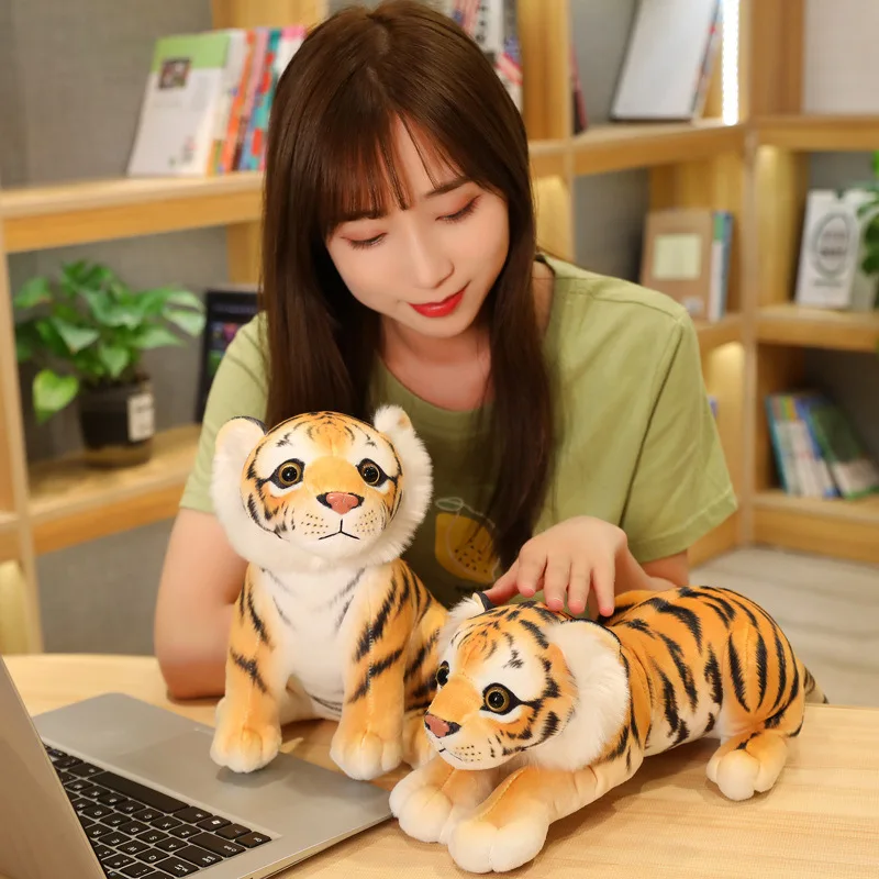 new plush simulation tiger toy soft squating or lying tiger doll about 30cm birthday gift h2994