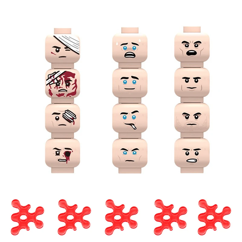 

MOC City Halloween Expression Accessories Building Blocks Face Injured Head Terror Scene Ghost Skeleton Bricks Friends Toys Gift