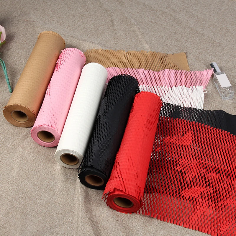 벌집형 종이, 충격 방지 버퍼 포장지, 분해 가능한 환경 보호 크래프트지, 꽃 포장, 30CMX5M