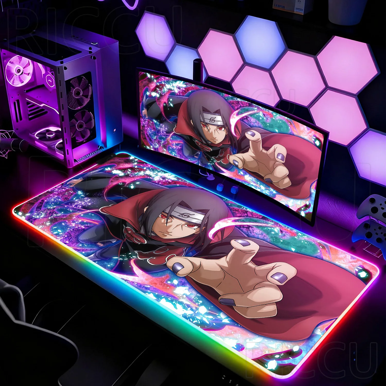 

RGB XXL 500X1000MM Uchiha Itachi N-Naruto cool Mouse Pad Gamers HD Pc accessories Gaming Rubber Keyboard Desk Mat LED Mouse pads