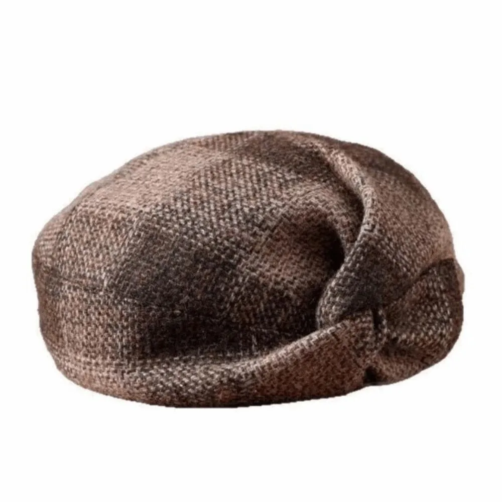 

Vintage Contrast Color Mom Plaid Beret Cap British Style Knitted Wool Painter Cap Versatile Dome Women Artist Hat Ladies