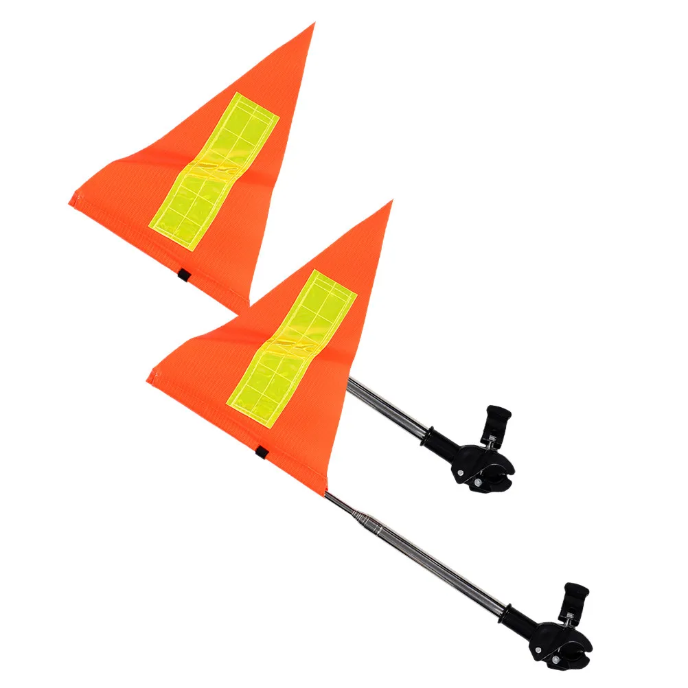 

2Pcs High Visibility Orange Reflective Safety Flag for Golf Cart Wheelchair Stroller Telescopic Pole 12Cm-20Cm Adjustable