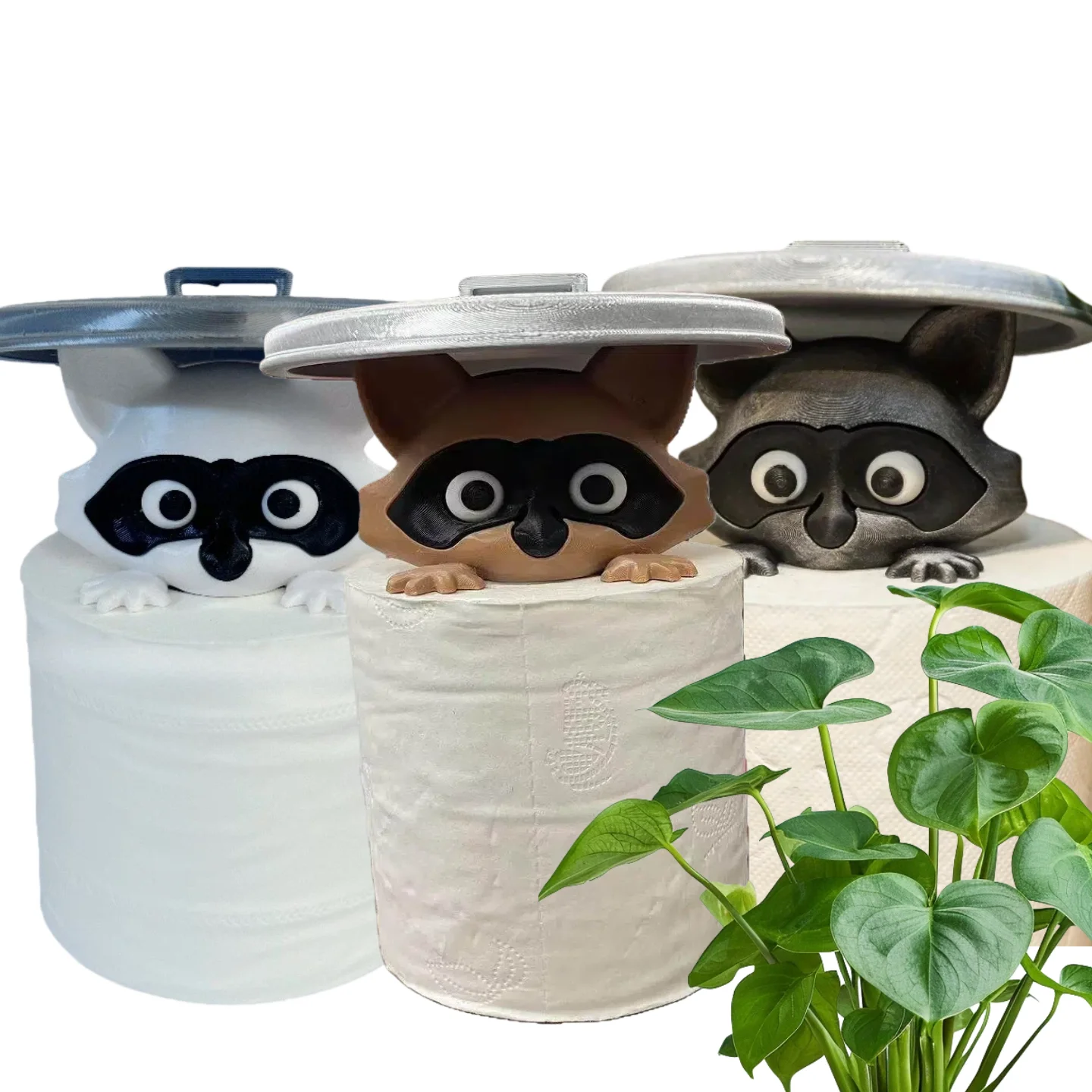 1-3pcs Cute Raccoon Toilet Paper Holder Playful Bathroom Decor With Trash Can Lid Cover Unique Gift Idea Funny Home Accessory
