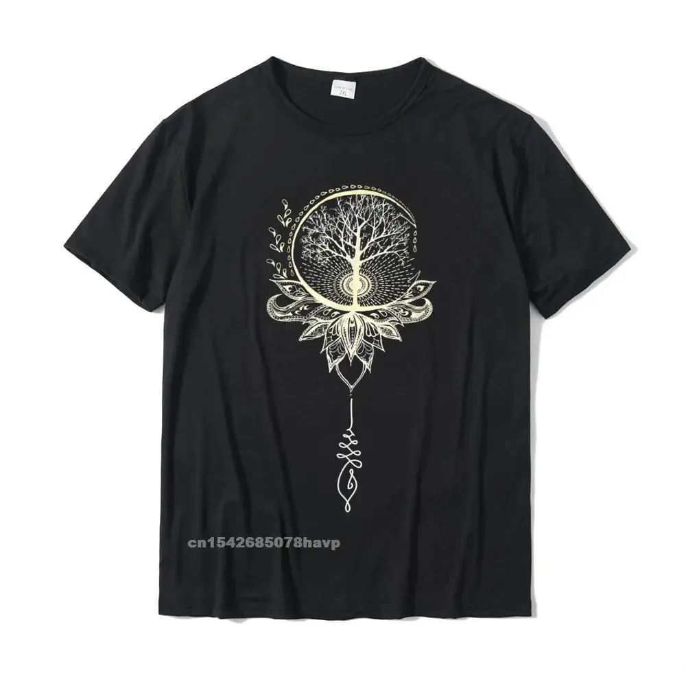 Mandala Lotus Unalome Tree Of Life T-Shirt Cotton Family Tops Shirts Discount Men\'s T Shirts Printed On