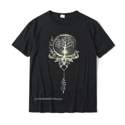 Mandala Lotus Unalome Tree Of Life T-Shirt Cotton Family Tops Shirts Discount Men's T Shirts Printed On