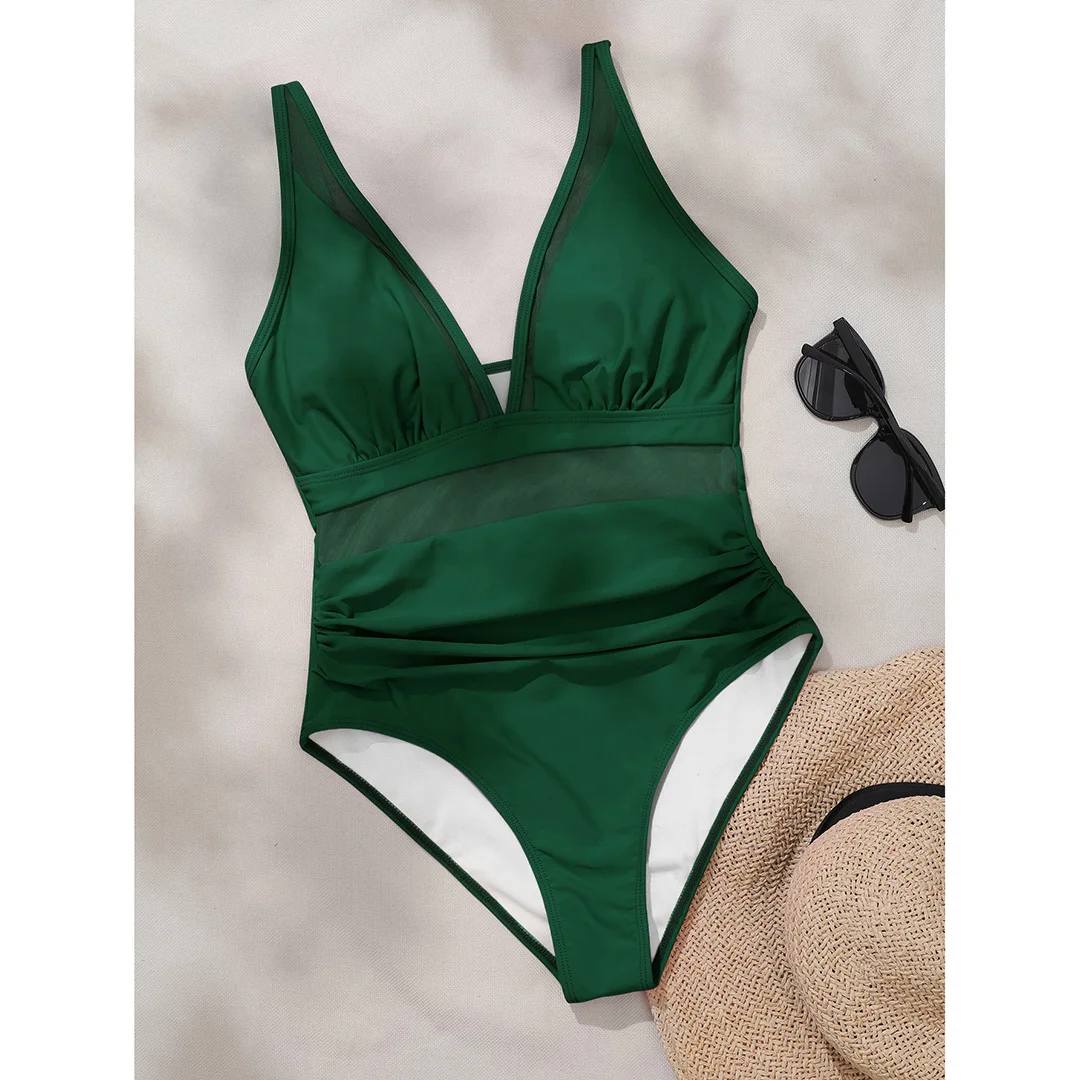S - XL Neuer sexy, durchsichtiger Badeanzug mit V-Ausschnitt für Damen, einteiliger Badeanzug, Monokini mit hohem Beinausschnitt, Badebekleidung, Badeanzug, Modell V5136 – Detail 32
