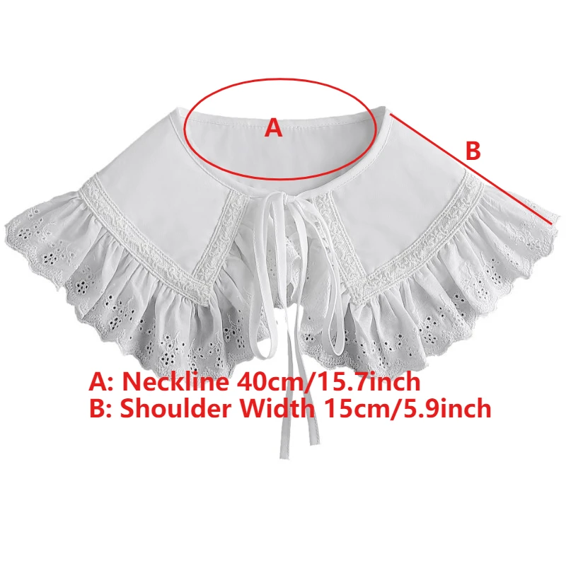 코튼 화이트 셔츠 분리형 칼라 숄 인형 디키 레이스 가짜 칼라 타이 여성 소녀 셔츠 스웨터 옷깃 Capelet