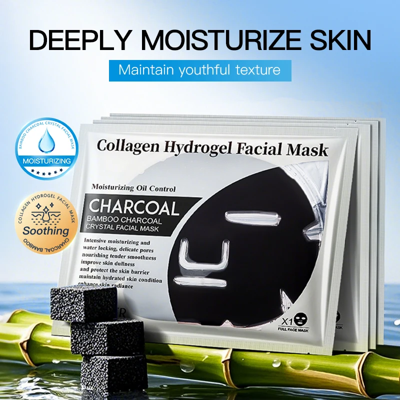 

5-Piece Set of Bamboo Charcoal Collagen Crystal Mask, Bamboo Charcoal Collagen Crystal Mask, Hydrating and Moisturizing Mask Patches, Delicate Oil Control, Improves Rough and Dull Skin