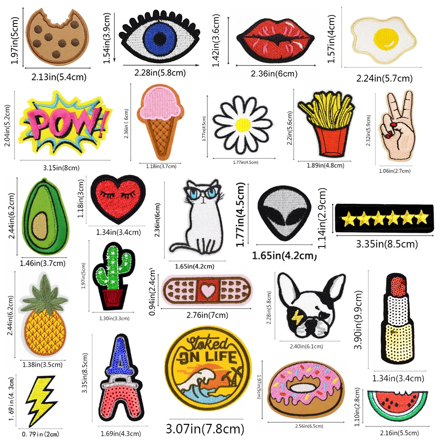 1 PCS Patches for Clothing Animal Foods UFO Badge Patch Iron On Stripes Clothes Jacket Backpack Embroidery Applique Accessories image 2