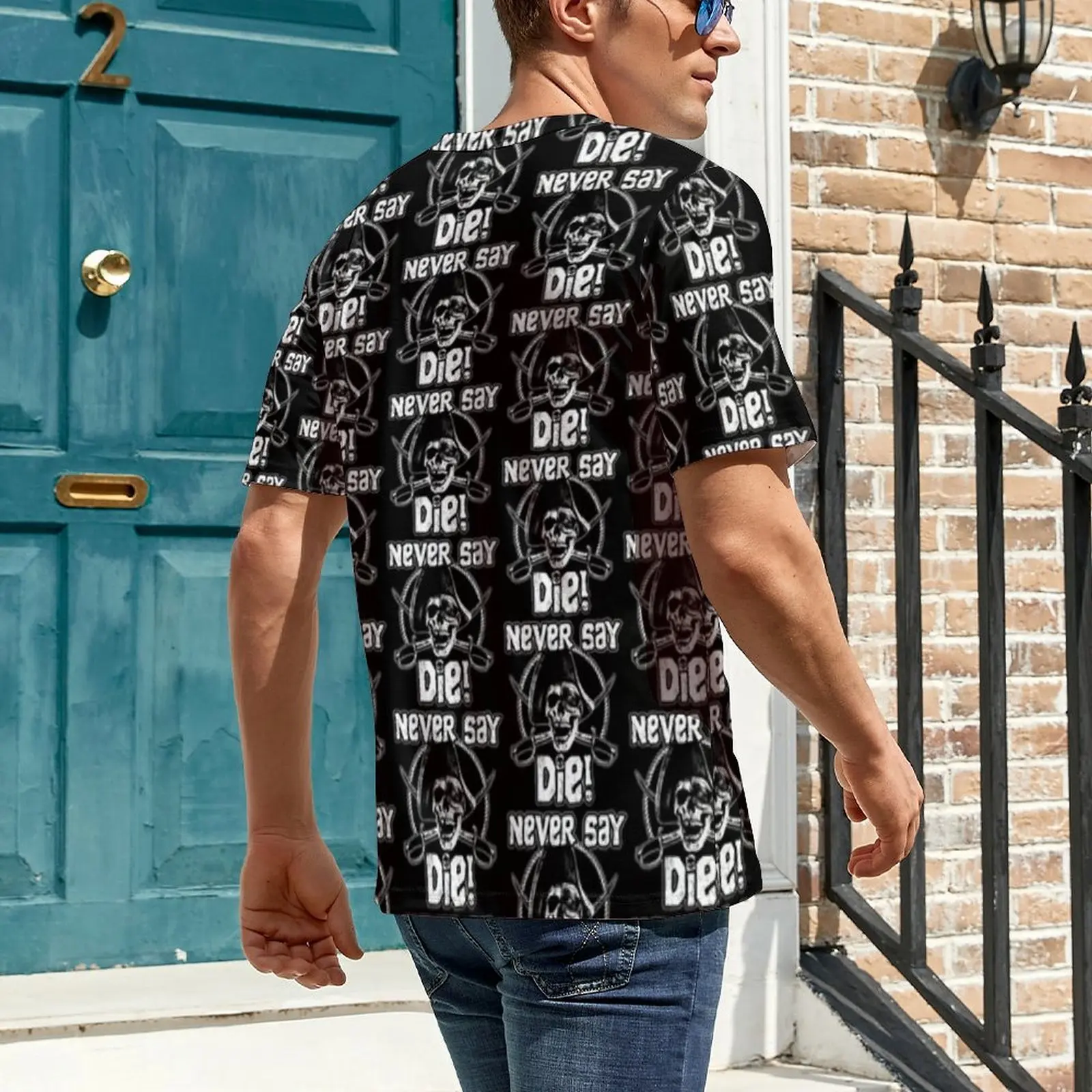 Goonies Skull Print T Shirt For Mens Never Say Die O Neck T-Shirts Beach Hippie Clothes Short Sleeve Casual Oversized Tees