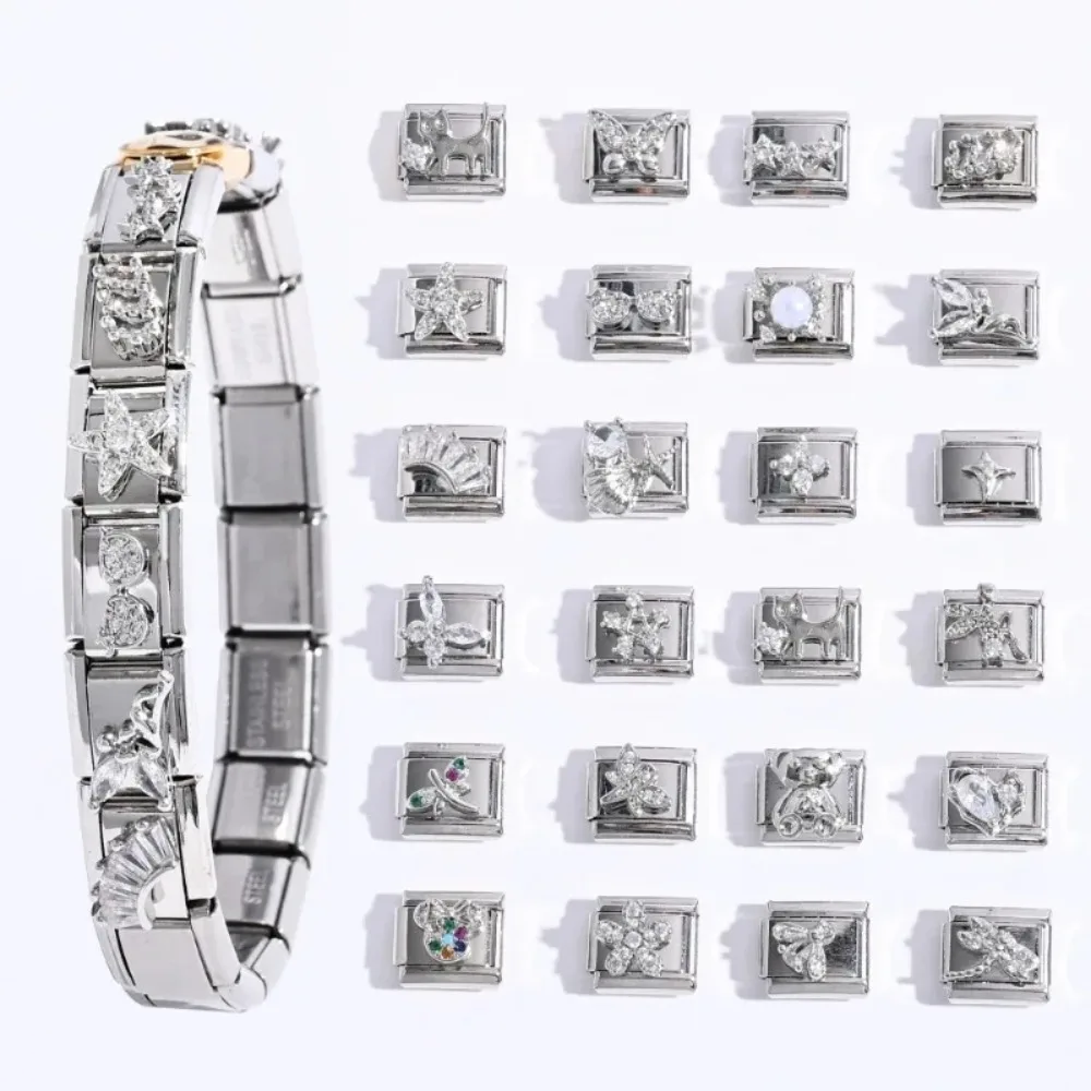 Niche Light Luxury Stainless Steel Modular Charm DIY Butterfly Cat Bear Star Flower Shape Jewelry Bracelet Accessories