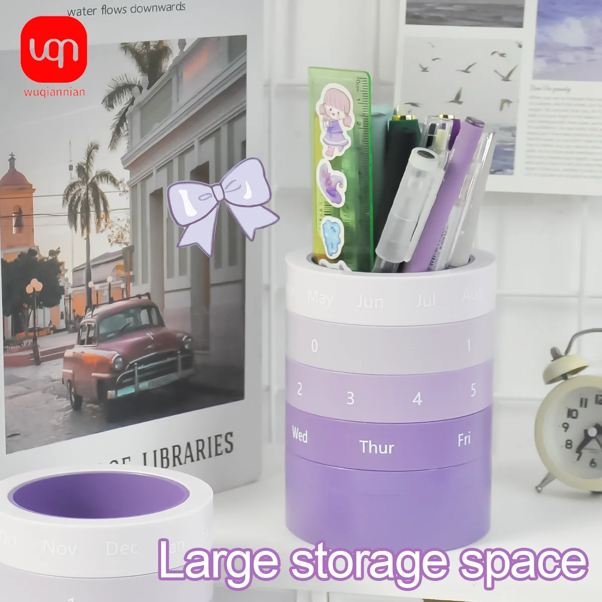 

WQN 1pc High-Quality Gradient Purple Pen Holder - Circular Design with Thickened Base for Shock Resistance - Suitable for Variou