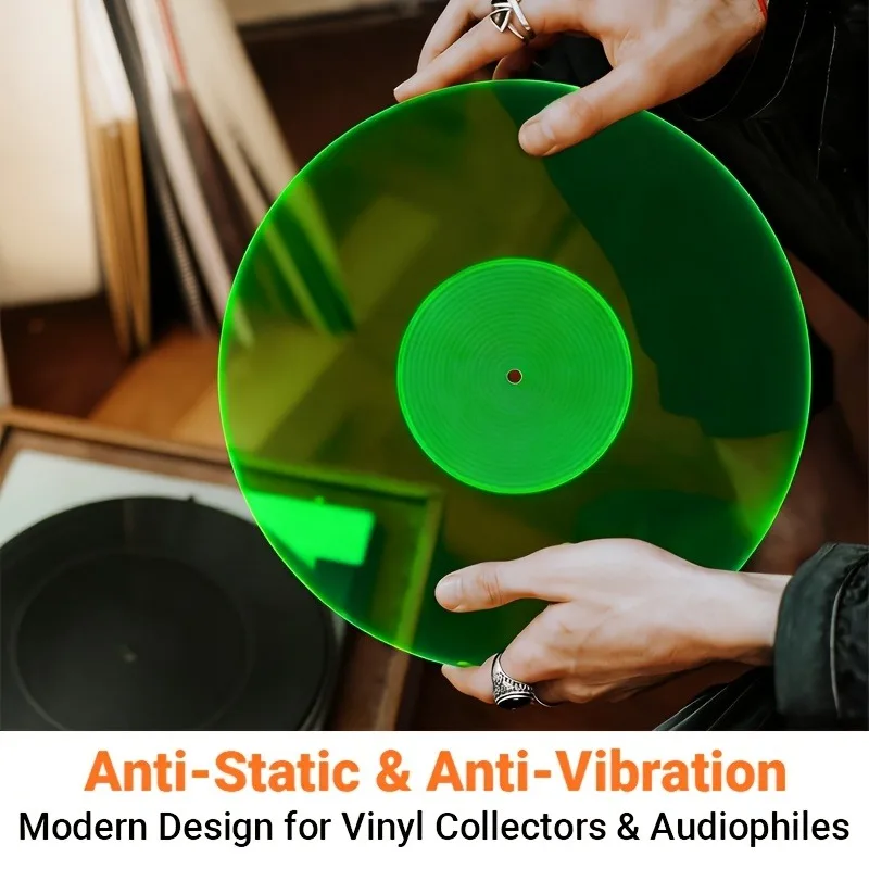 Tapete Antiderrapante de Acrílico para Toca-Discos, Substituição Bonita e Eficaz para Reduzir Ruído Estático e Poeira para Toca-Discos de 12 Polegadas