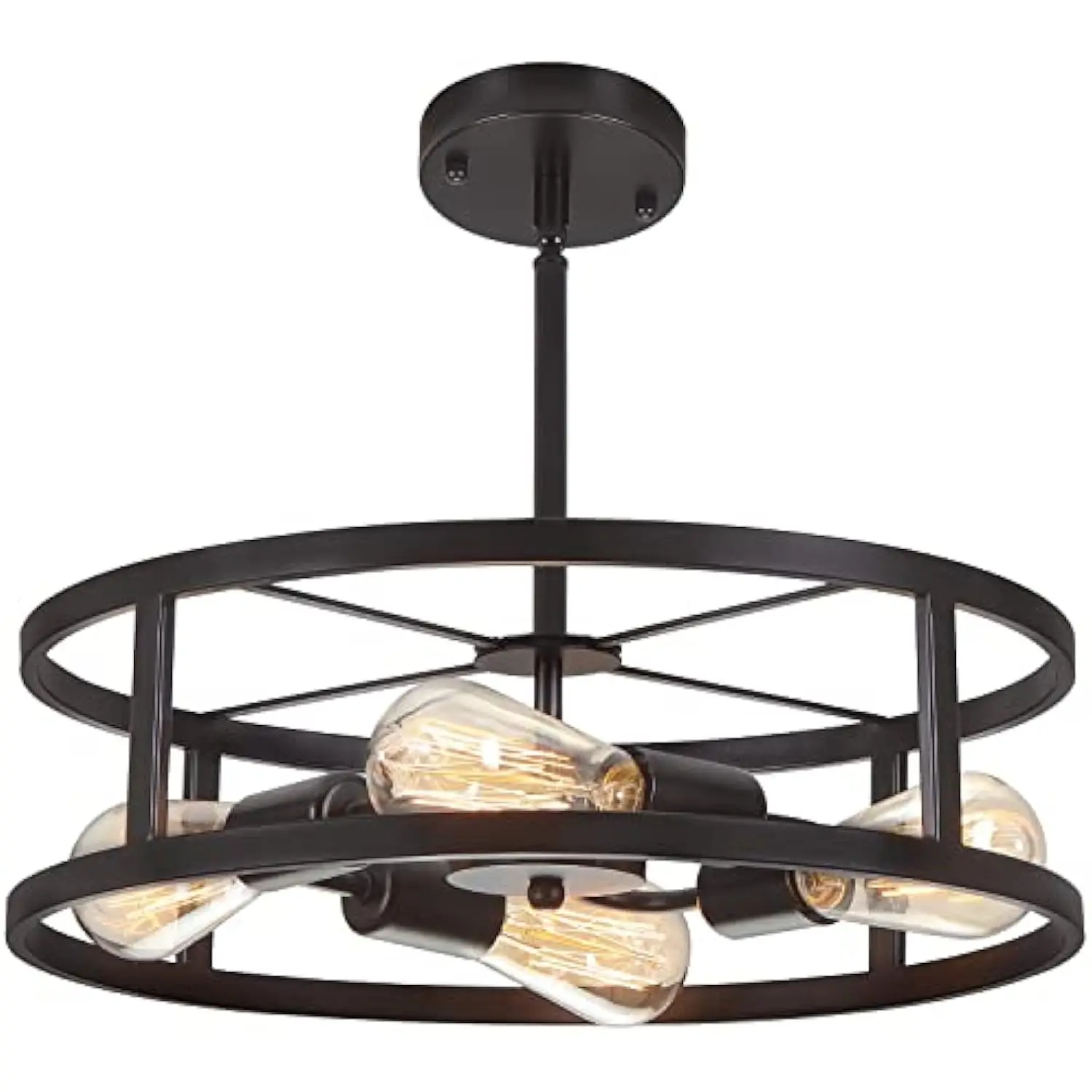 

Black Semi Flush Mount Ceiling Light,Indtive Farmhouse Sloped Lights Fixture, Adjustable Height Metal Lighting for Kitchen D