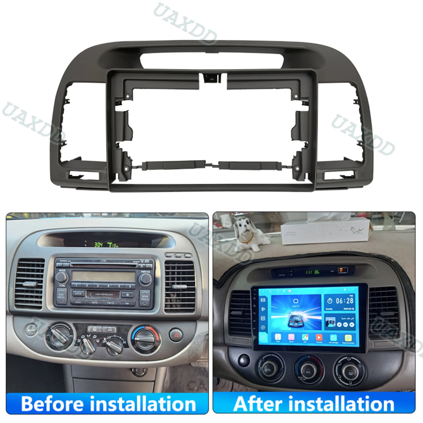 For 2000-2003 Toyota Camry 9 Inch Radio Android Stereo Frame Panel Fascia Dashboard Audio Player Screen Cables Navigation Harnes