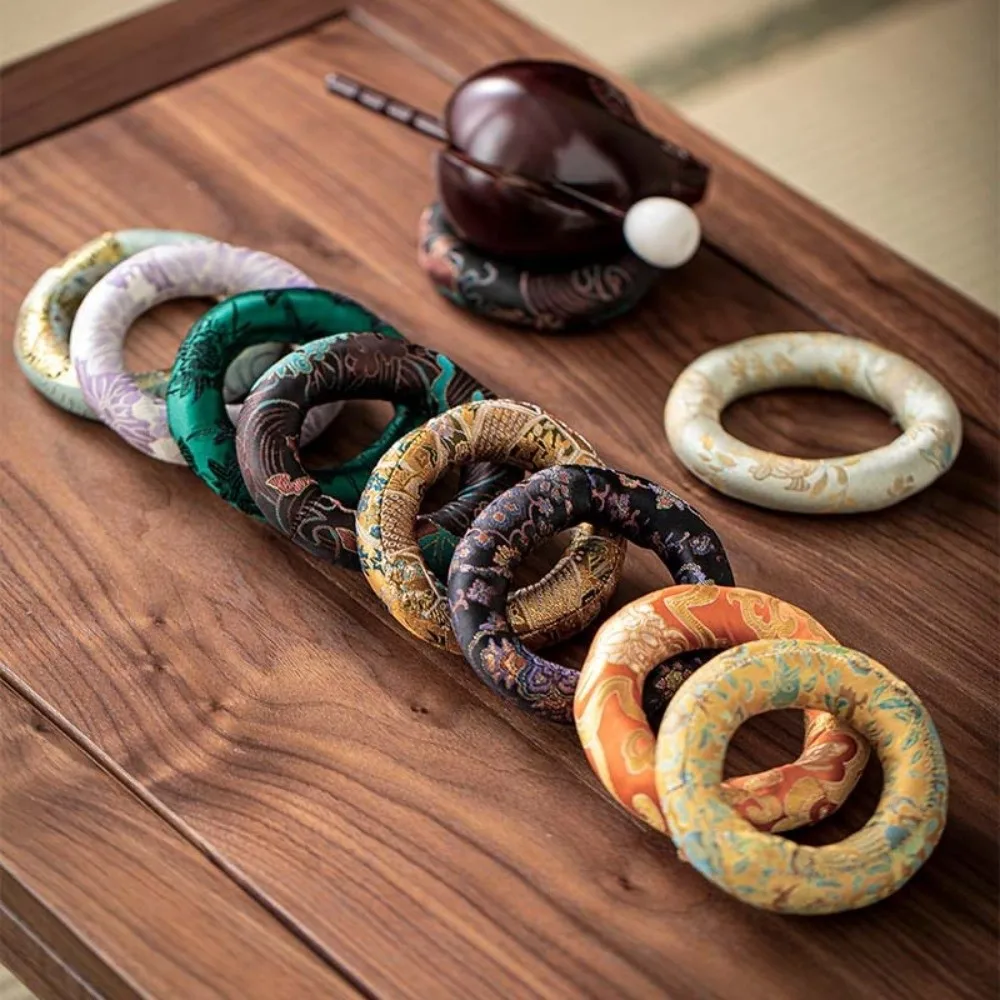 

Handcrafted Item Nepalese Singing Bowl Mat Round Non Slip Donut Shape Mat Cloth Traditional Drink Cup Mat Yoga Practice