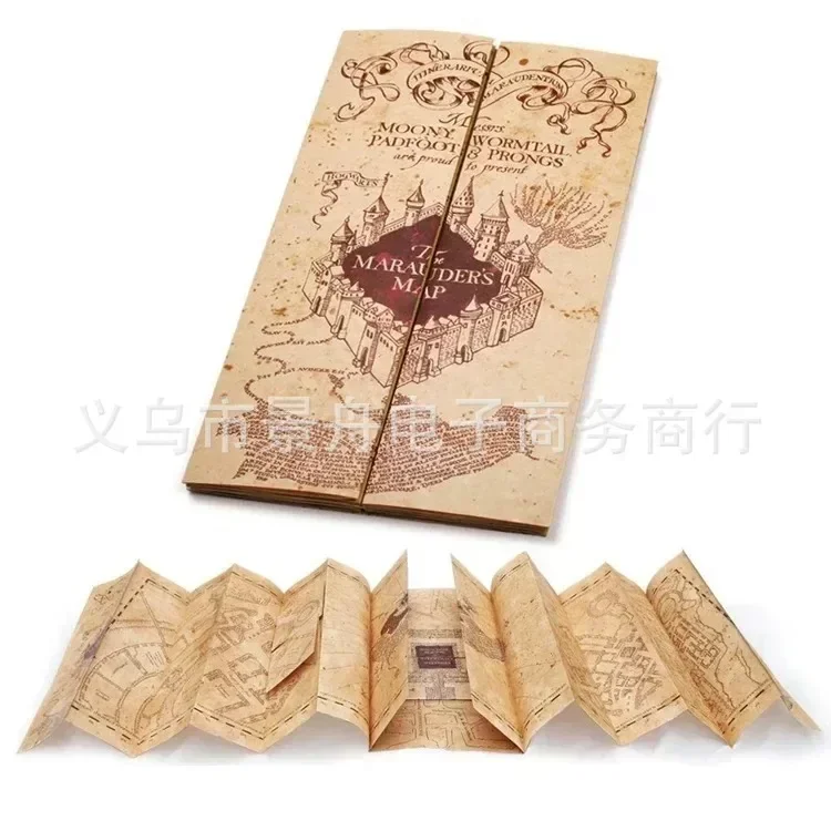 Harriese Magician Marauder's Map Potter Hogwarts School of Witchcraft and Wizardry Treasure Hunt Map Children's Cosplay Prop Map