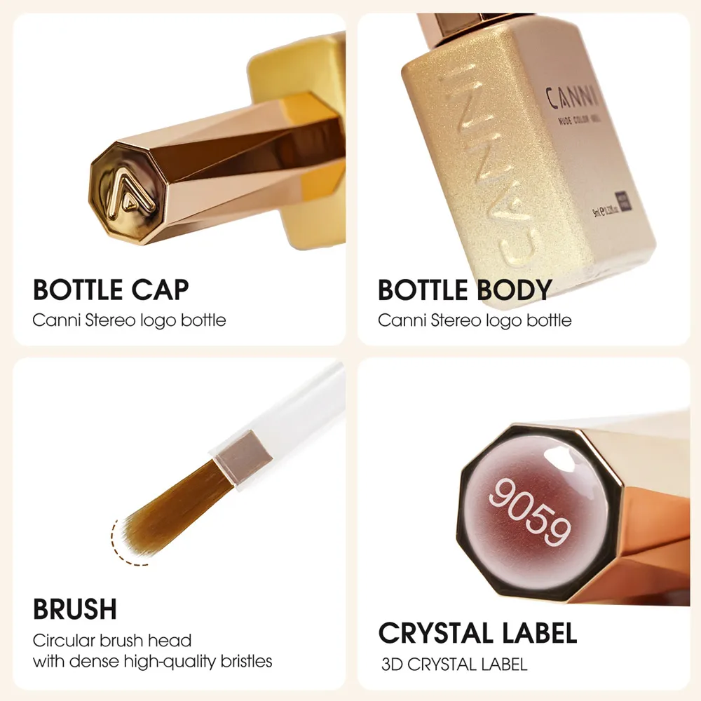 CANNI Jelly Color Gel-Nagellack, kein TPO, durchscheinendes Gel, glatte Konsistenz, Soak Off UV-LED, semi-permanenter Gel-Rundpinsel, 9 ml – Detail 5