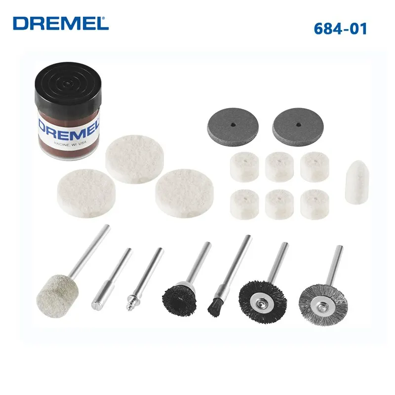 Dremel 684 Cleaning Polishing Kit 20 Piece Accessories Polish a Variety of Materials Clean Hard to Reach Areas