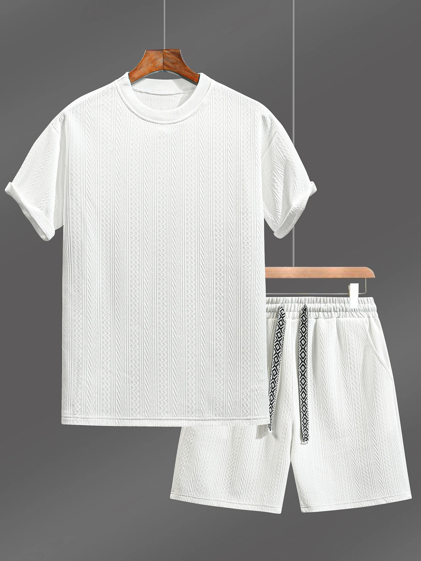 

Men's Summer Short Sleeve T-Shirt Set Breathable round Neck Soft Casual Wear Comfortable Lightweight Traveling Outfit