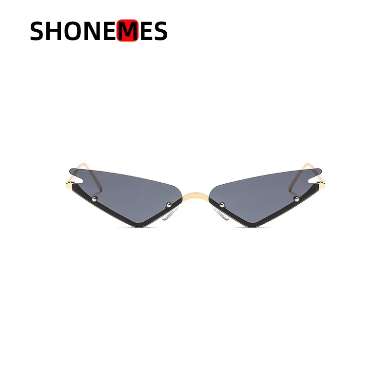 

Shonemes Rimless Sunglasses Vintage Design Sharp Corner Sun Glasses Small Frame Outdoor UV400 Shades for Women