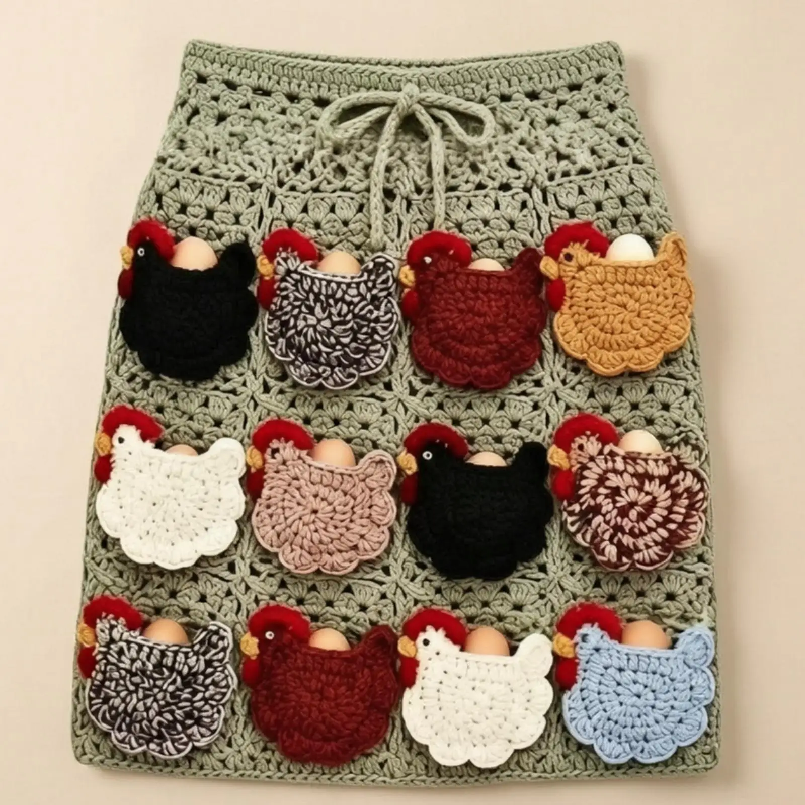 Crochet Egg Collecting Apron Crocheted Egg-Collecting Apron Handmade for Homesteaders, Homestead