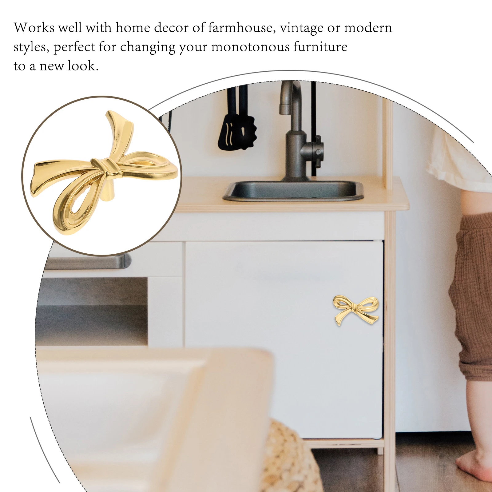 

Brass Bowknot Cabinet Pull Handle Vintage Door Knobs Decorative Drawer Dresser Hardware for Wardrobe Cupboard Furniture