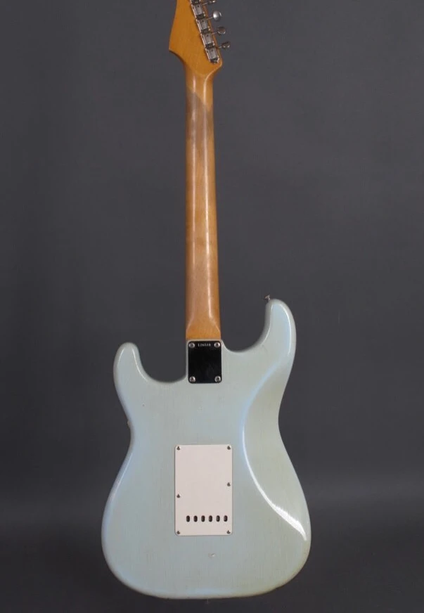 High quality custom version of light blue retro electric guitar available on request free shipping