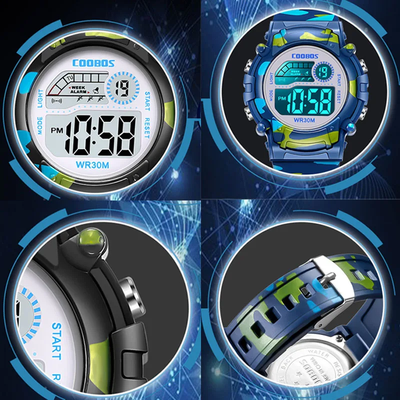 New Boys Sports Military Kids Digital Watches Student Childrens Watch Fashion Luminous LED Alarm Camouflage Girls Clock Gifts