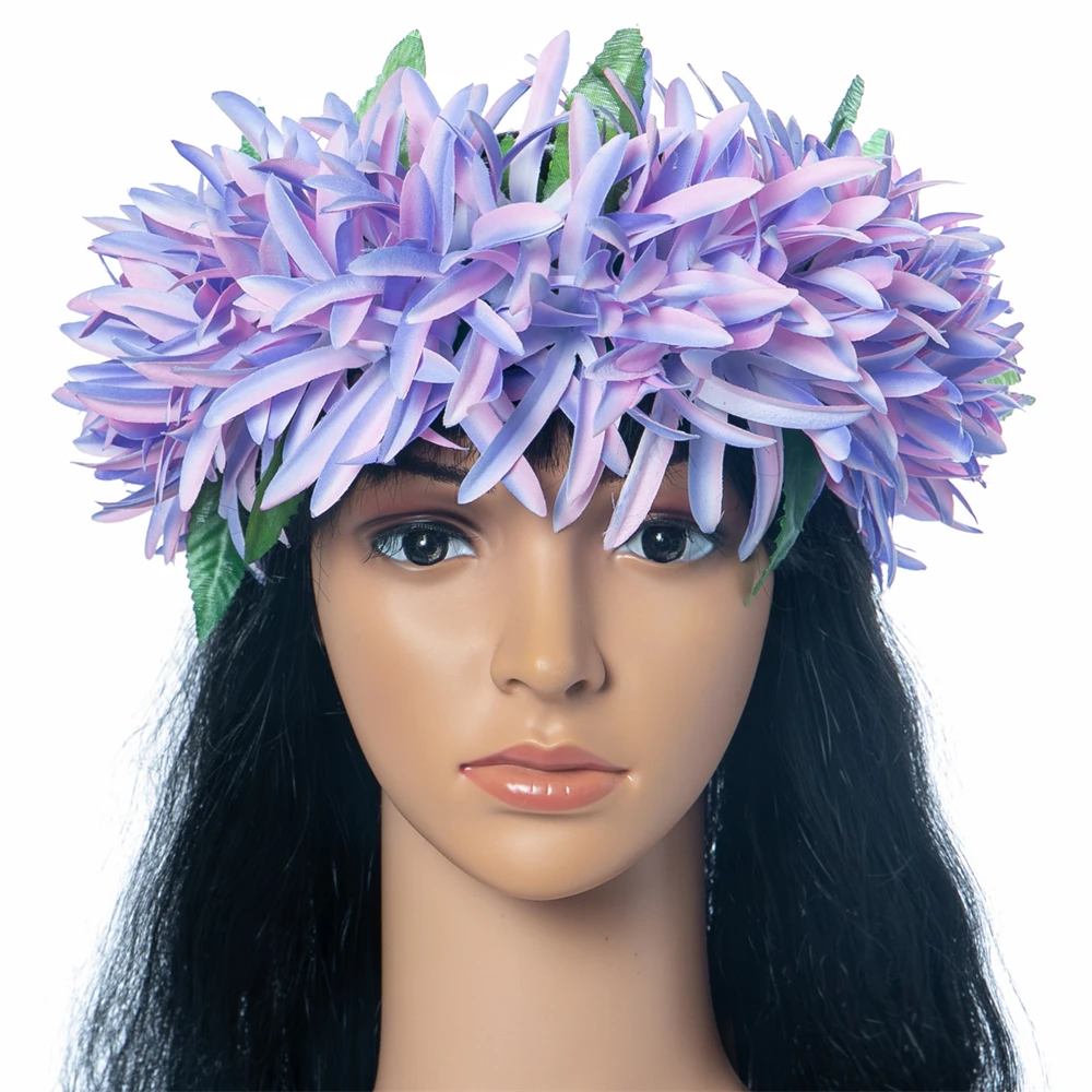 NUOVA ghirlanda floreale con fascia Haku di fiori di giglio di ragno di seta artificiale hawaiana per la festa del festival di danza Hula