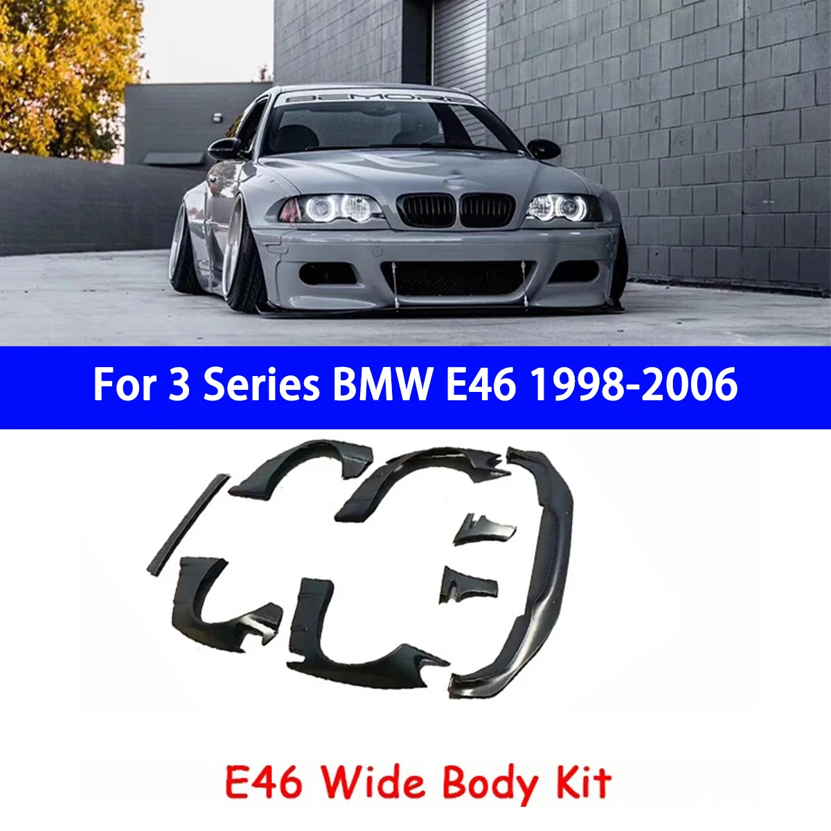 

Suitable for Bmw E46 M3 4-door 2-door Modified Rocket Rabbit Wide Body Surrounded By Wheel Eyebrow Four-door Front Lip Tail