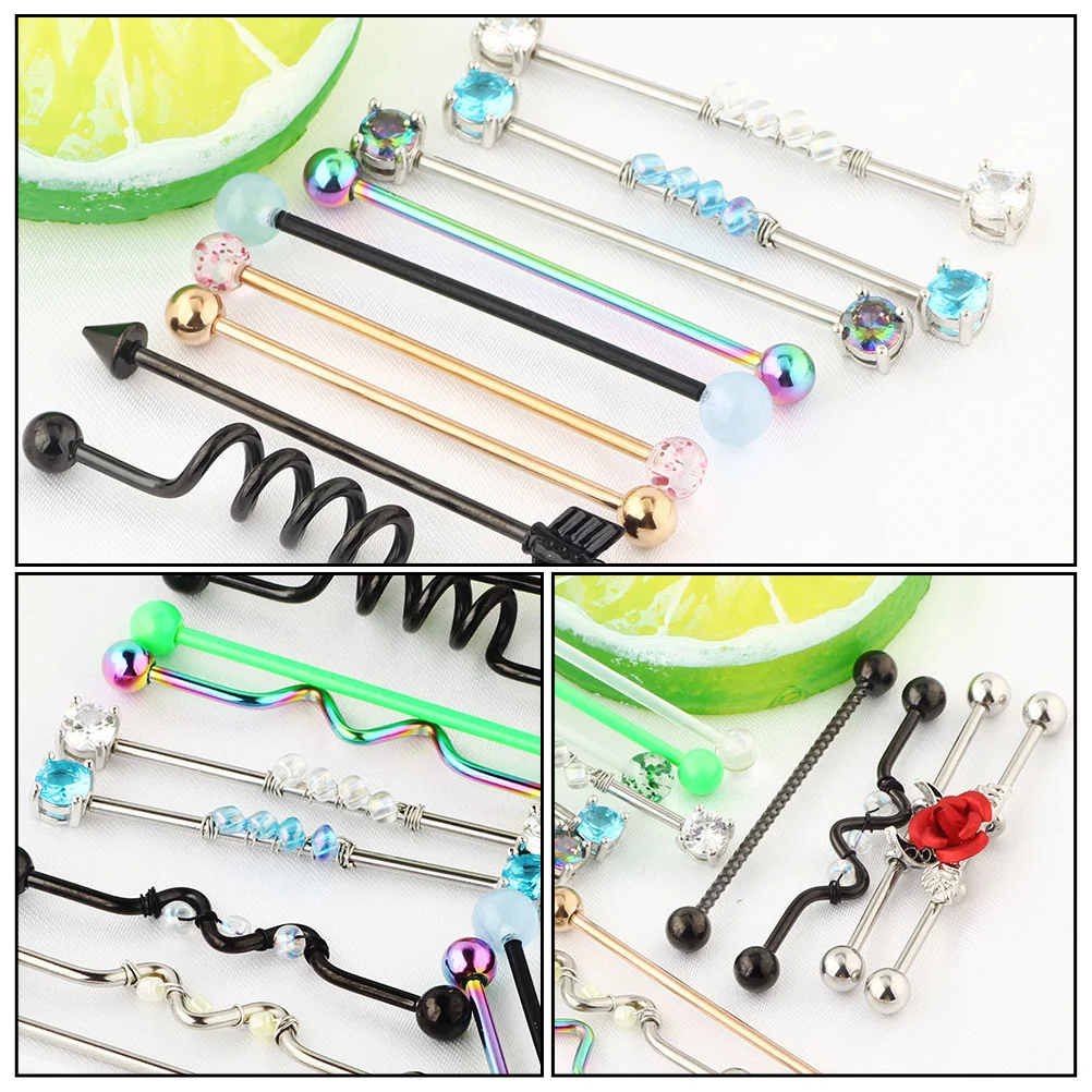 

18pcs Double Pierced Earrings Women Studs Barbell Helix Jewelry Hoops Fashion Ear Accessories Safe Match Stainless