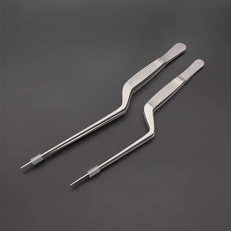 Stainless steel otorhinolaryngology gun-shaped tweezers for laboratory plant tissue culture with hydroponic curved tweezers