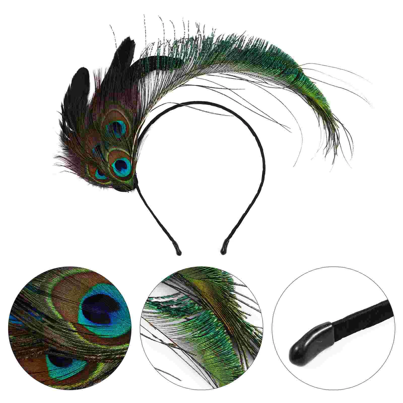 

Peacock Feather Headband Women's Party Headdress Clothing Masquerade Headpiece Stage Hair Costume Headwear