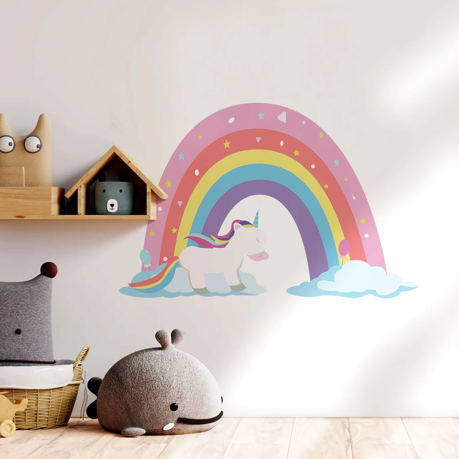 Cartoon Boho Rainbow Wall Sticker Wall Decals Home Decorations Color Mural Sticker Baby Living Bedroom Ornament Home Wallpaper
