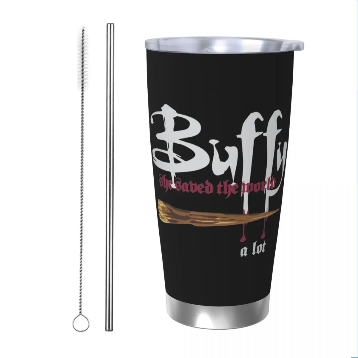 Horror Buffy The Vampire Slayer Insulated Tumbler with Straws Stainless Steel Coffee Mugs Double Wall Car Bottle Cup, 20oz