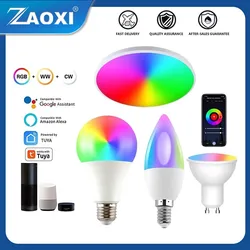 ZAOXI-Lâmpada LED Graffiti Inteligente, Lâmpada de Vela Alex 9W RGB, Controle de Voz Alexa Home do Google, Controle de Aplicativos Móveis, WiFi, Lâmpadas