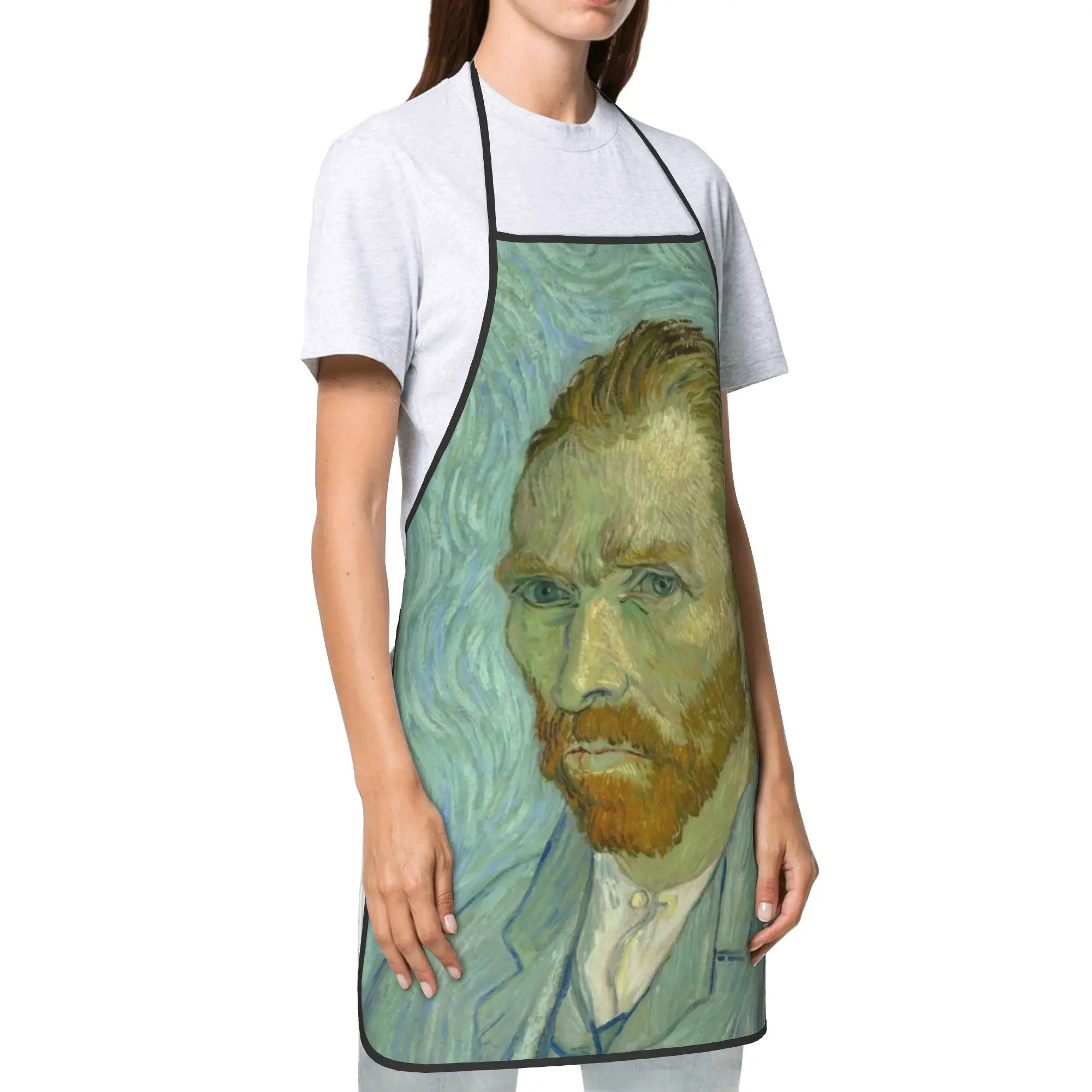 Self Portrait Vincent Van Gogh Bib Aprons Women Men Polyester Original artwork Household Adult Waterproof Fashion Pinafore Chef