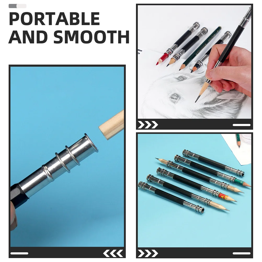 

8Pcs Reusable Metal Pencil Extenders Extension Tool for Short Pencils Sketch Pen Lengthener Drawing Writing School Office