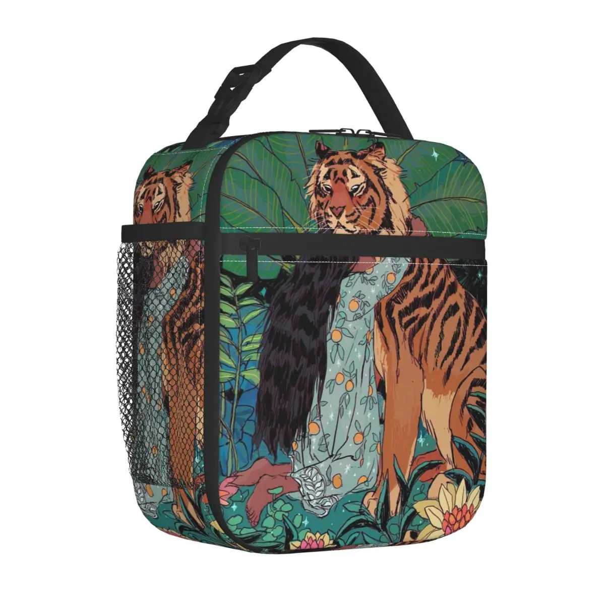 Mandala Forest Landscape Insulated Lunch Bags Leakproof Mysterious Tiger Animal Meal Container Cooler Bag Lunch Box Tote Work