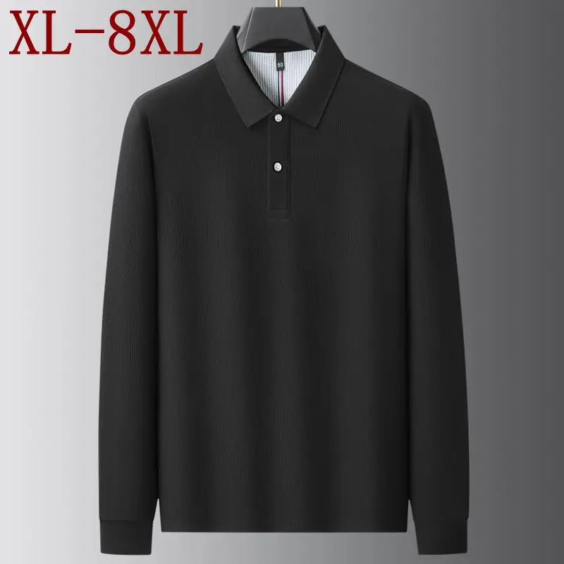 8XL 7XL 6XL 2026 New Fall High End Luxury 100% Cotton Polo Shirt Men Clothing Business Mens Shirts Long Sleeve Loose Polos Homme