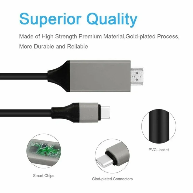 Cable adaptador 1080P Tipo C a HDMI, compatible con Samsung 4K, USB 3,1 C a HD, misma línea de pantalla para Macbook Pro, ChromeBook Pixel