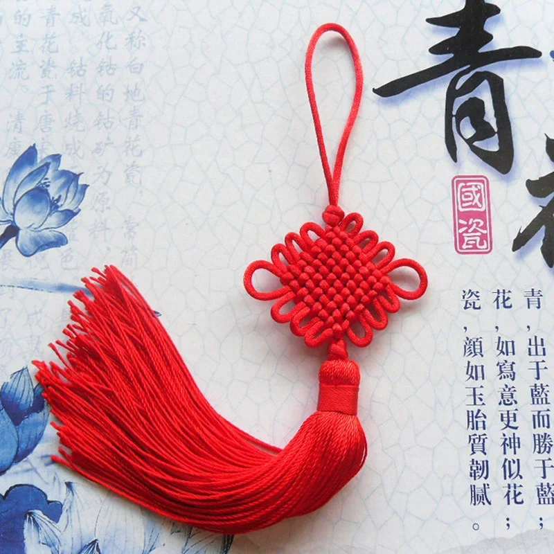شرابات الحلي الأحمر قلادة معلقة الصينية عقدة محظوظ الديكور المنزل السنة الجديدة شعبية خمر تقليد سيارة السعادة نسج