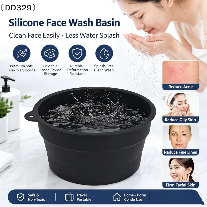 Silicone Foldable Face Ice Bowl With Built-In Ice Tray Facials Plunge Washbasin For Shrinking Pores Portable Skin Care〔DD329〕