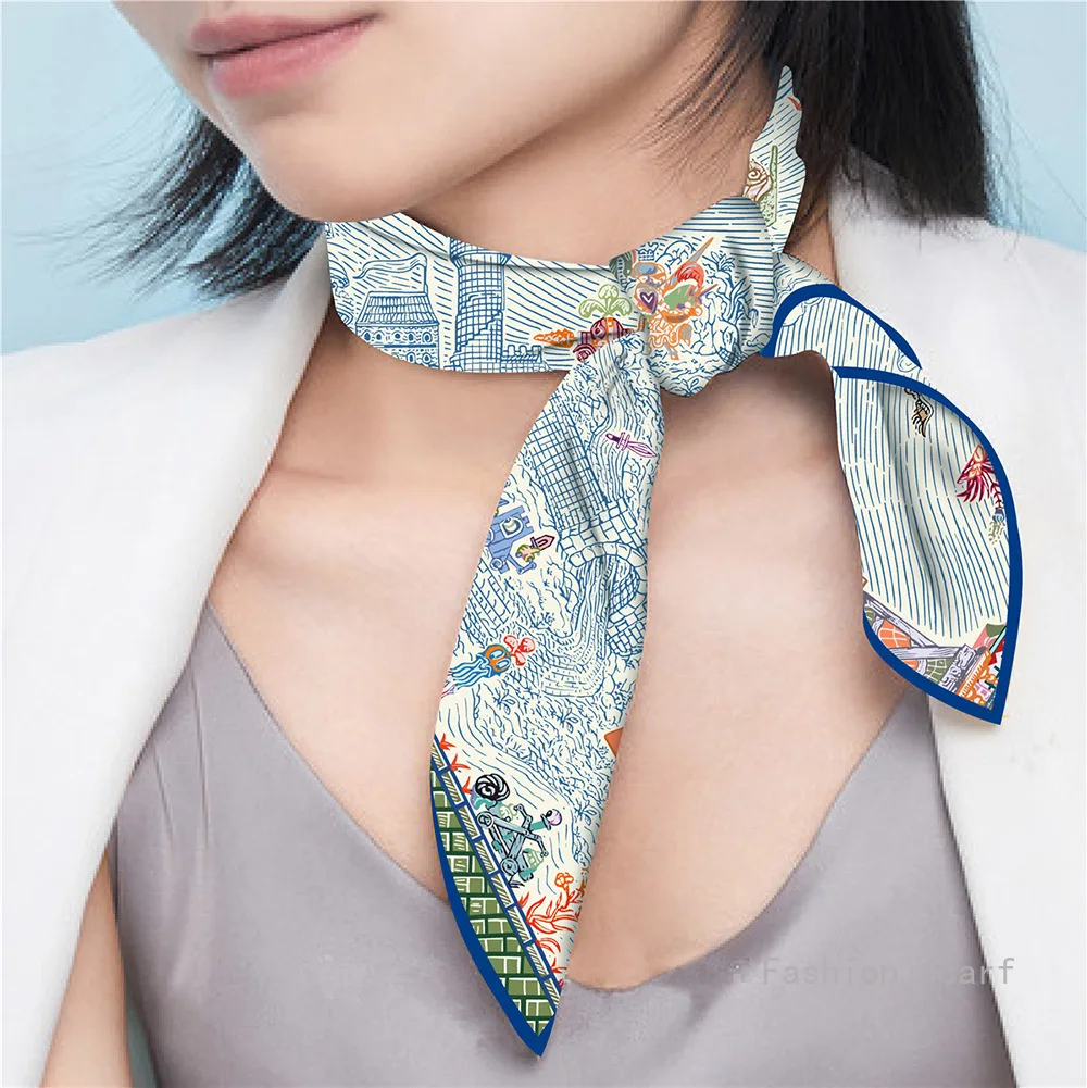 

Version Twill Silk Versatile Decorative Printing Women's Small Square Scarf Small Scarf Decorative Scarf Wholesale Girl Gift